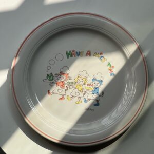 Dĩa Sứ/Gốm Họa Tiết Mèo Đầu Bếp "Have A Nice Time" Phong Cách Retro