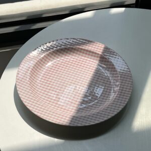 Dĩa Kẻ Ô Vuông (Gingham) Màu Hồng Phấn