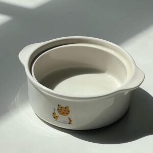 Nồi Sứ Nhỏ Có Quai Họa Tiết Mèo/Báo Hoạt Hình